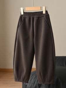 Single-Layer Fleece-Lined Baggy Pants Kids Velvet Sweatpants Boys and Girls Jogger Pants Children and Teens Track Pants Autumn and Winter Childrens Clothing