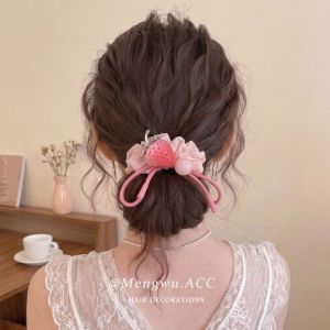 MENGWU | Sweet Strawberry Bow Hair Band Elastic