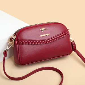 Authentic Leather Tactile Feel Bag Womens 2024 New Arrival Three-Layer Mom Style Soft Leather Bag Womens Bag Shoulder Messenger Bag Womens Small Shoulder Bag