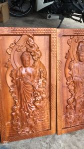 Bộ Tây Phương Tam Thánh Phật Chạm Khắc Gỗ Tự Nhiên 29x50cm - Decor Decor Phòng