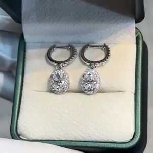 5*7mm Oval Cut Moissanite Drop Earring Ladies S925 Pure Silver Laboratory Cultivated Diamonds Luxury Wedding Jewelry