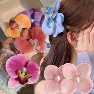 2/6Pcs Multi-style Sweet Simulation Phalaenopsis Bangs Hairpin Headdress Women Girls Beach Vacation Frangipani Flower Hairclip Super Fairy Hair Accessories