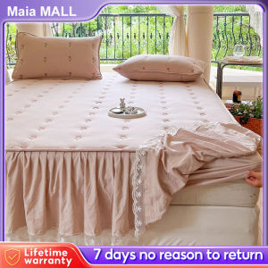 MAIA 3In1 Super Soft Bed Skirt Queen King Size Mattress Cover 4/5/6 Foot Bed Sheet + 2Pillowcases