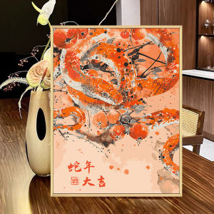 New Year Snake Year Digital Oil Painting DIY Zodiac Snake Blessing Color Fill Handmade Acrylic Paint Decorative Artwork