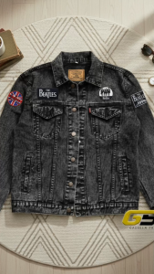 Gassela Fashion Jaket Jeans Denim Bordir Emblem Patch Cowok M-XXXL Jumbo Snowblack