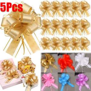 [Stock]5Pcs Colorful Snow Yarn Pull Bow Ribbon Big Bow for Cars Birthday Christmas Presents Gift Decoration Ribbon Wedding Pull Flower