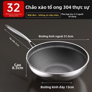 HUAJIDA | Chảo Wok Đáy Bằng Thép Không Gỉ Chống Dính Cho Bếp Từ & Bếp Gas Gia Đình