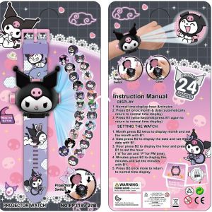 LI-TOP Đồng hồ máy chiếu dễ thương cho trẻ em với 24 hình ảnh và nhân vật vui nhộn