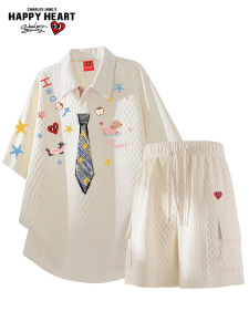CHARLES JANGS HAPPY HEART | Classic Style T-Shirt and Shorts Set