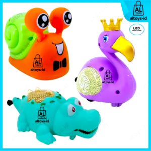 Mainan hewan tarik bisa menyala lampu binatang buaya siput angsa flamingo