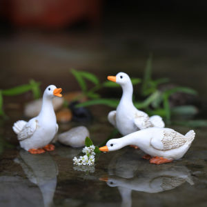 Miniature White Duck Animal Figurine Garden Courtyard Potted Plant Artificial Mountain Landscape Micro Landscape Decoration Craftwork