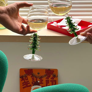 Konco Christmas Tree Wine Glass Goblet Champagne Glass Milk Cup Water Cup 360ml Christmas Glasses and Drinkware Red Wine Goblet Xmas Gift