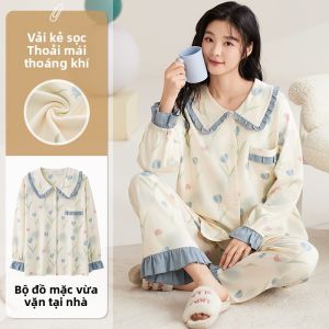 Bộ đồ ngủ dài tay MiiOW dành cho nữ in họa tiết hoa thoải mái và ấm áp để mặc