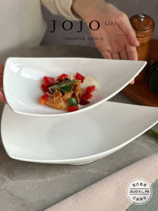 Creative Ceramic Cold Dish Plate Hotel Quality Unique Shape Chinese Style Dinnerware Dish Pure Color Glazed under Color