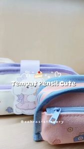 Kotak pensil 2 resleting boat motif dog TPL - 4040D4