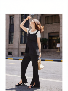 Wide Waist Ruched Fish Tail Cami High Slit Flared Pants Set