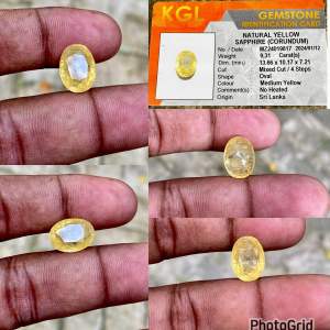 Natural Yellow Sapphire Ceylon Srilanka Batu Yellow Safir Yakut Srilangka No Heat CT 9.31