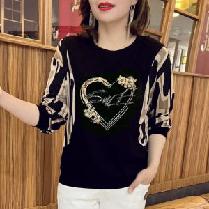 QIAOXIZI | Fashionable Youthful Long Sleeve T-shirt for Middle-aged Women