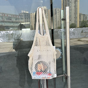 Cotton Mesh Shopping Bag Vegetable Fruit Net Basket Hollow Woven Fishing Net Helmet Bag Basketball Storage Bag Eco Bag