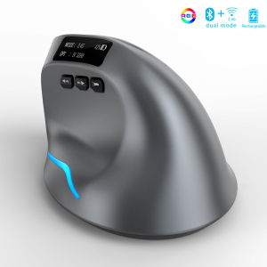 Bluetooth Vertical Wireless Mouse with OLED Screen USB RGB Rechargeable Mouse for Computer Laptop Tablet Ergonomics Mice Gaming