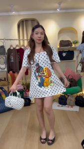 setมินิเดรส+กางเกงขาสั้น ลายจุดน้องหมา(SP22)