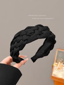 Elegant Black Wide Edge Twisted Hairband Womens Versatile Hair Clip High Forehead Pressing Washing Face Headband Hair Accessories Spring
