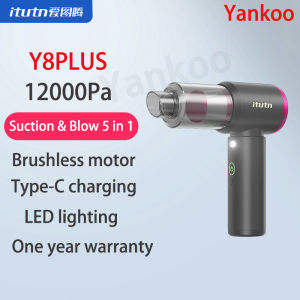 【Malaysia Stock】itutn Wireless Car Vacuum Cleaner Y8PLUS Brushless Motor 12000Pa Two-gear Adjustment 4000mAh Portable LED Lighting 5 in 1 Suiatble For Car/home/outdoor