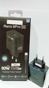 Charger OPPO Reno 8Pro 80W Full Black Super Vooc Power Adapter Support Fast Charging
