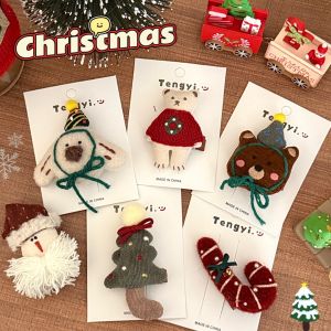 Cute Fashionable Plush Hair Clip Decoration Fringe Hair Clip Teddy Bear Design Christmas Theme Hair Accessories by Tengyi Youpin