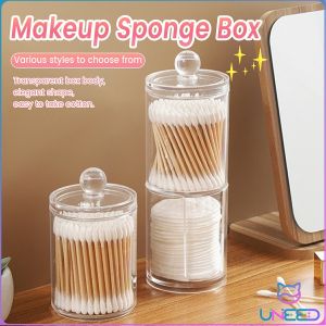 Need Cosmetic Cotton Storage Box Transparent Makeup Remover Cotton Box Cotton Swab Storage Box with Lid