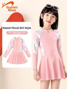 K-BIRD | Long Sleeve Sun Protection Quick-Drying One-Piece Girls Swimwear