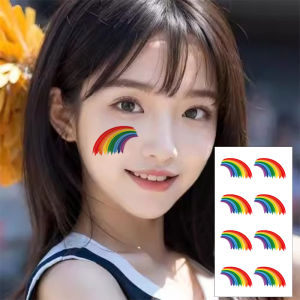 สติ๊กเกอร์ตกแต่งหน้าแบบสวมสีรุ้งสำหรับเด็ก สติ๊กเกอร์ตกแต่งหน้าสำหรับการแข่งขันกีฬา กระดาษปิดกรอบลายผีเสื้อ ลายเสือดาว