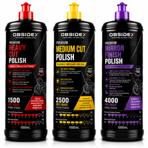 OBSIDEX Premium Polishing Kit – Heavy Cut Compound Medium Polish & Fine Finishing Polish for Paint Correction(3×1000ml)