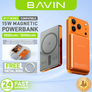 BAVIN PC1095 5000mAh/10000mAh Ultra Thin Magnetic Wireless Powerbank Fast Charging Type-C Input Output w/ Magnetic Ring