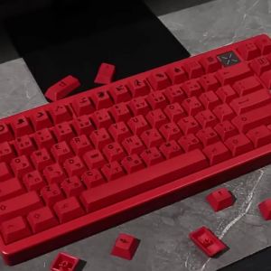 Minimalist Red Dragon Keycaps PBT Dye Sublimation Cherry Profile Key Cap With Root For MX Switch Custom Mechanical Keyboard