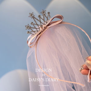 Princess Style Girls Crown Hairband Birthday Party Accessories Non-Tightening 3D Butterfly Knot Headwear Childrens Hairpin