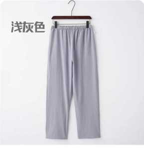 Mens Casual Cotton Linen Trousers High Waist Loose Fit Tang Suit Zen Meditation Pants Middle-aged Summer Leisure Wear