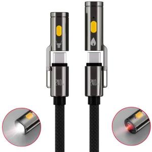 Cáp USB C To C 240W Sạc Nhanh PD Tích Hợp Đầu Sạc Ô Tô & Đèn Pin Dành Cho MacBook Samsung Chất Liệu Bện Dòng Điện Tối Đa 6A
