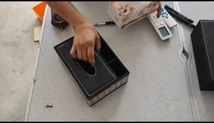 TRENY【Ready Stock】Modern European-style Simple Black Pattern Tissue Box Hotel Paper Box Light Luxury Business Office Dining Room Living Room Creative Leather Tissue Box