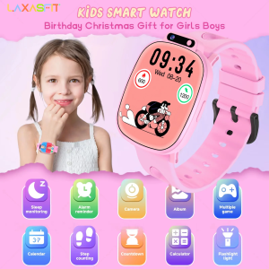 LAXASFIT Kids Toy Smart Watch HD Touchscreen Camera 18 Games Sleep Monitor LED Flashlight Calculator Birthday Gift For Boys Girl