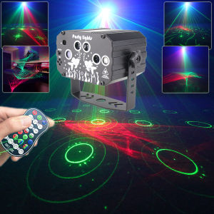 ESHINY Máy Chiếu Laser Màu Xanh Lá Cây Màu Đỏ Tia Cực Quang 60 Mẫu Đèn DJ Vũ Trường Đèn LED RGB Tiệc Tùng Từ Xa Quán Bar Khiêu Vũ KTV Phòng Sinh Nhật Đèn Hiệu Ứng Ánh Sáng Sân Khấu USB F5