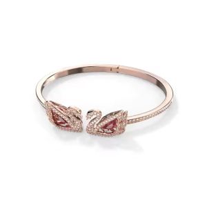 💖Swarovski💖Dancing Swan rose gold swan red gem bracelet S925 sterling silver womens fashion bracelet hypoallergenic non-allergic Valentines Day gift birthday gift for girlfriend bestie