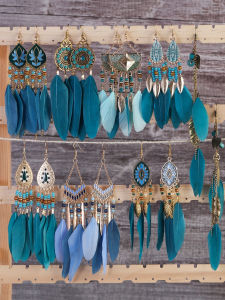 Ethnic Style Super Fairy Feather Earrings without Pierced Bohemia Style Long Fancy New Chinese Style Earrings Ear Clips Women