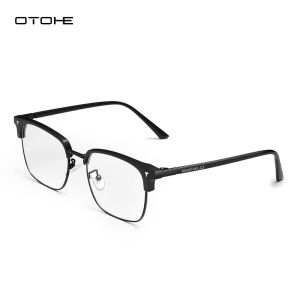 OTOHE แว่นตา TR90ผู้ชายผู้หญิงป้องกันแสงสีฟ้าแว่นตากระจกแบนสามารถจับคู่กับสายตาสั้นกรอบครึ่งดีไซน์อินเทรนด์ผู้ชายท่องเที่ยวกลางแจ้ง