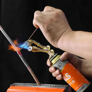 Dual Head Adjustable Brass Gas Welding Torch High Temperature Propane Butane Flame Burner for Soldering Heating BBQ and Metal