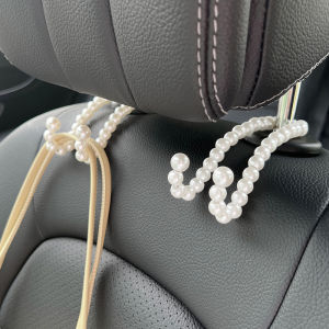 Creative Stylish Pearl Car Seat Hook Elegant Backrest Organizer Multifunctional Car Mounted Hook Women Car Decor Accessories