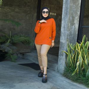 Kaos Oval // Kaos Baju Atasan Wanita Lengan Panjang Dinarry Fashion