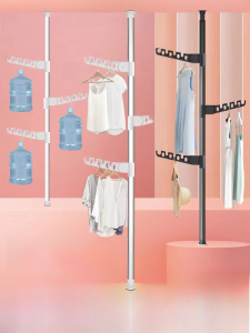 Modern Simplicity Metal Clothes Drying Rack Stand Indoor Balcony Bedroom Free Moving Coat Hat Stand for Rent House