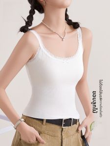 MiiOW | เสื้อชั้นในลูกไม้รัดรูปสไตล์อเนกประสงค์สำหรับผู้หญิง ชุดชั้นในแบบสวมใส่ได้สองทางพร้อมแผ่นเสริมหน้าอก ปกปิดหน้าอกเพิ่มเติม เสื้อผ้าทำงานสไตล์เกาหลีสำหรับวัยรุ่น