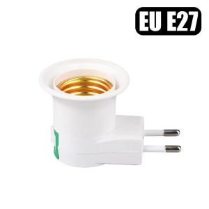 LED Light Bulb E27 Socket Lamp Base Holder Adapter Converter With Switch EU US UK Plug Energy Saving Lampada for Table E2
